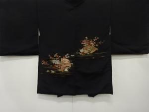 漆　桧扇に花模様織り出し　絵羽織